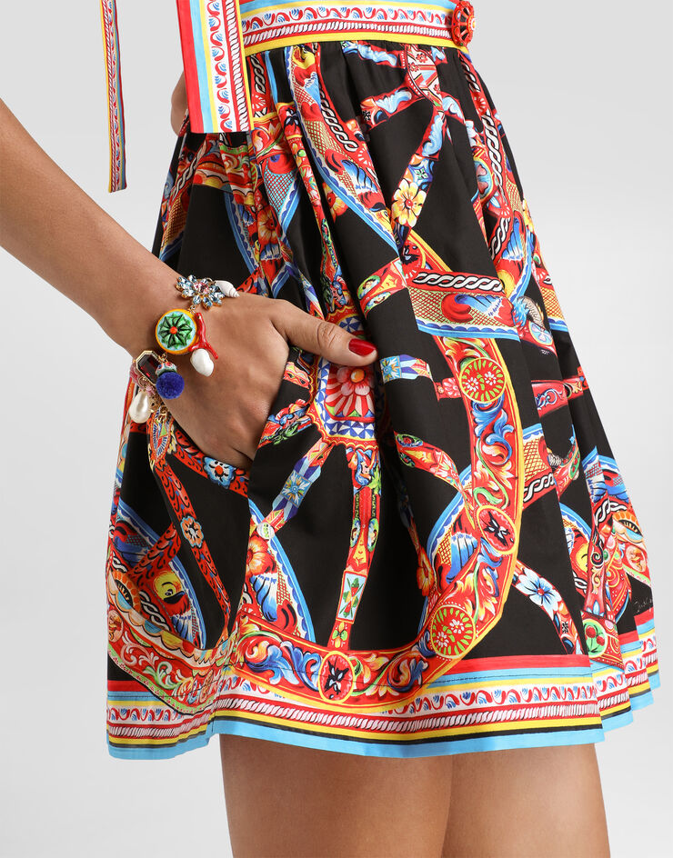 Dolce & Gabbana Abito in popeline stampa carretto Multicolore F615XTGDDTF