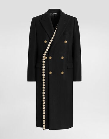 Dolce & Gabbana Double-breasted embellished coat Black G053AZFU283