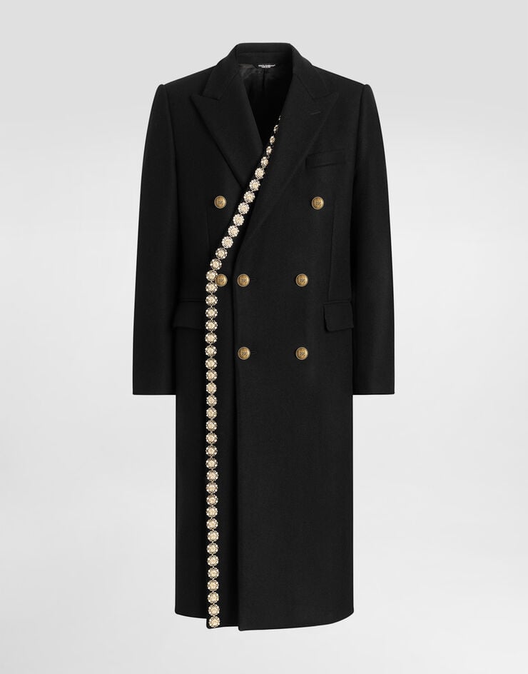 Dolce & Gabbana Double-breasted embellished coat Black G053AZFU283