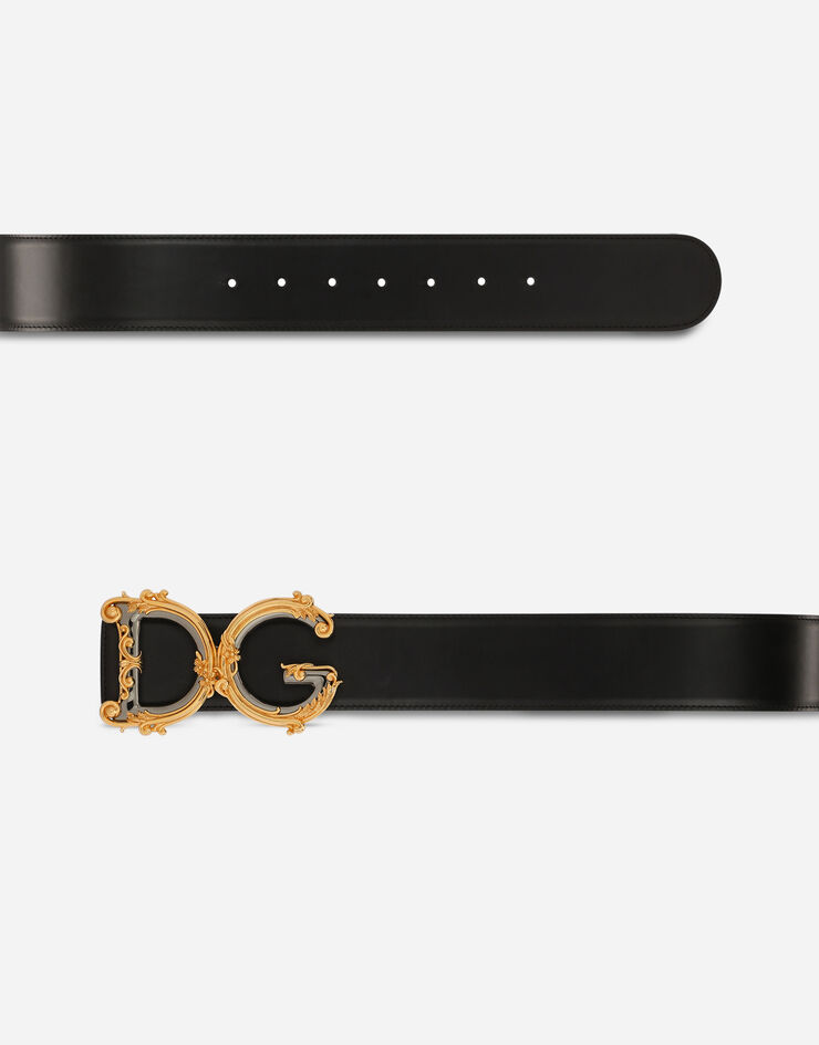 Dolce & Gabbana Calfskin belt with logo Black BE1336AZ831