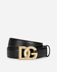 Dolce & Gabbana Calfskin belt with DG logo Black VG443FVP187