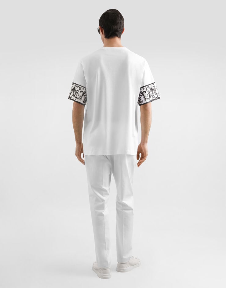 Dolce & Gabbana Short-sleeved t-shirt with majolica print White G8SB2TG7O8Y