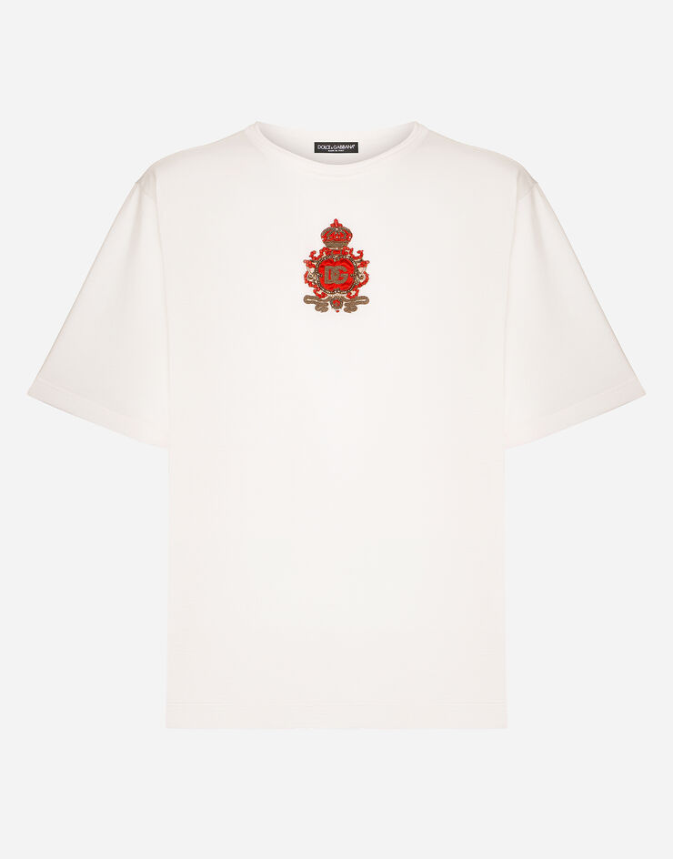Dolce & Gabbana Silk jersey T-shirt with heraldic DG patch White G8OS2ZFU75F