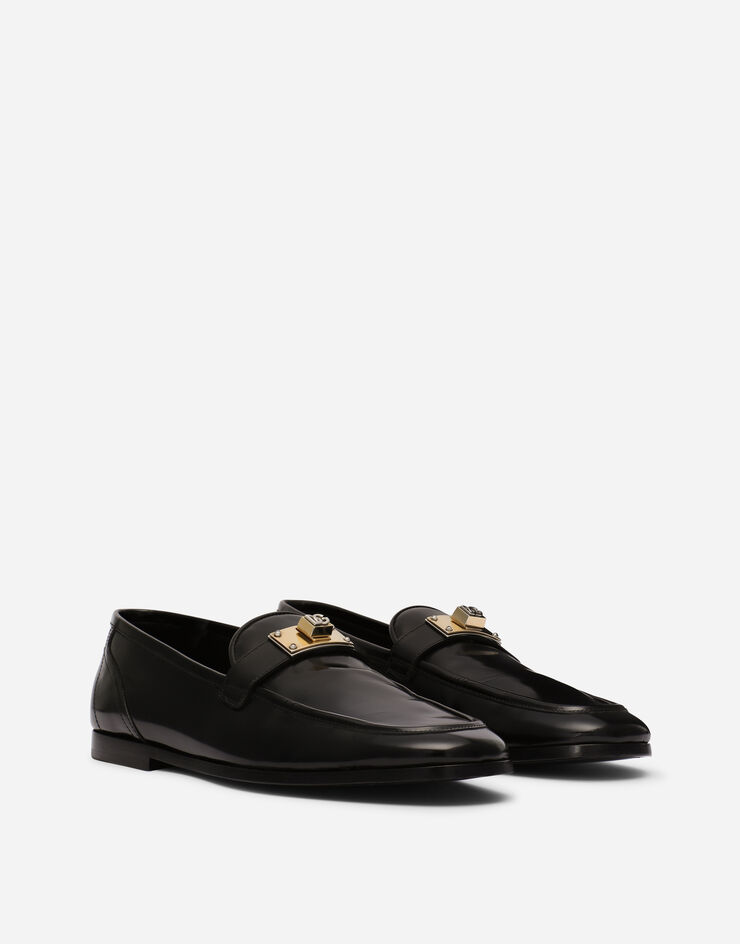 Brushed calfskin loafers in Black for Men | Dolce&Gabbana®