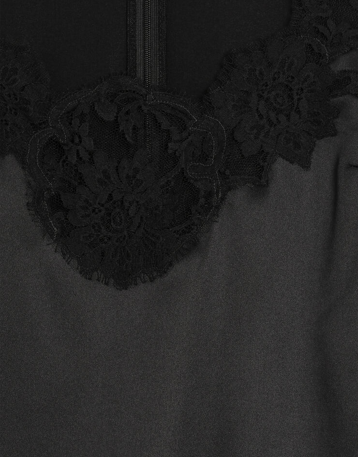 Dolce & Gabbana Blusa in satin stretch Nero F7BF3TFURAG