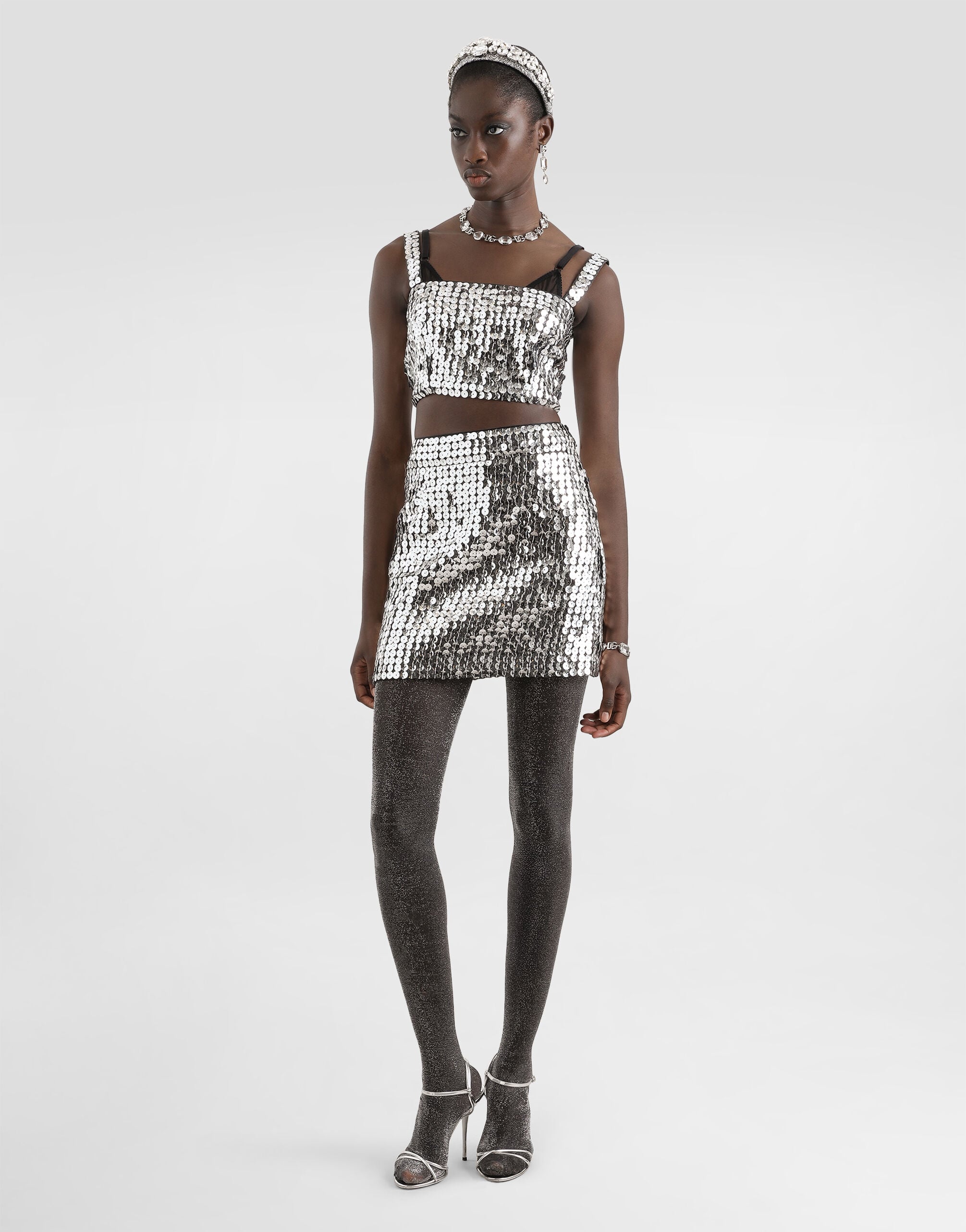 Sequin top in Silver for Women | Dolce&Gabbana® US