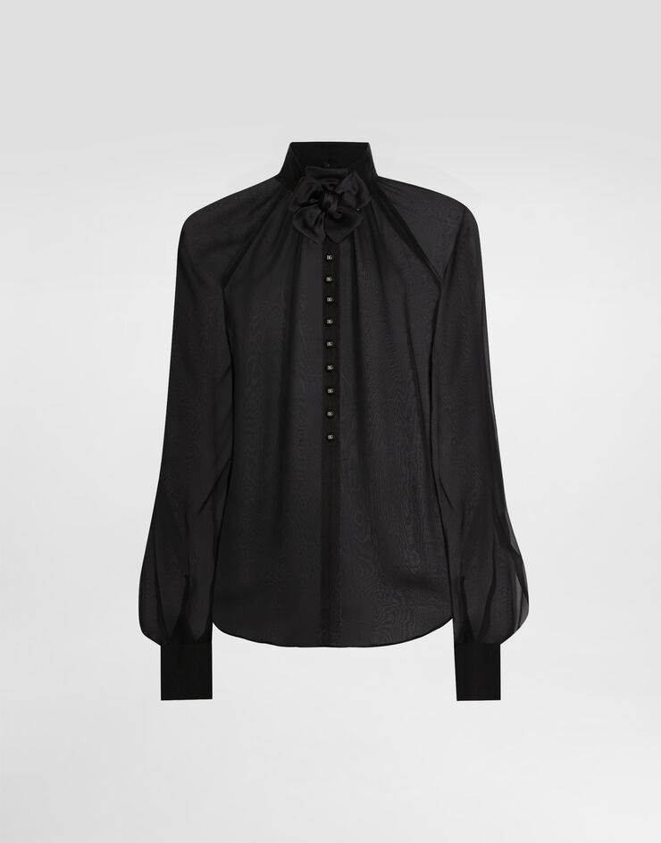Dolce & Gabbana Chiffon blouse with flower detailing Black F7AH1TFU1HW
