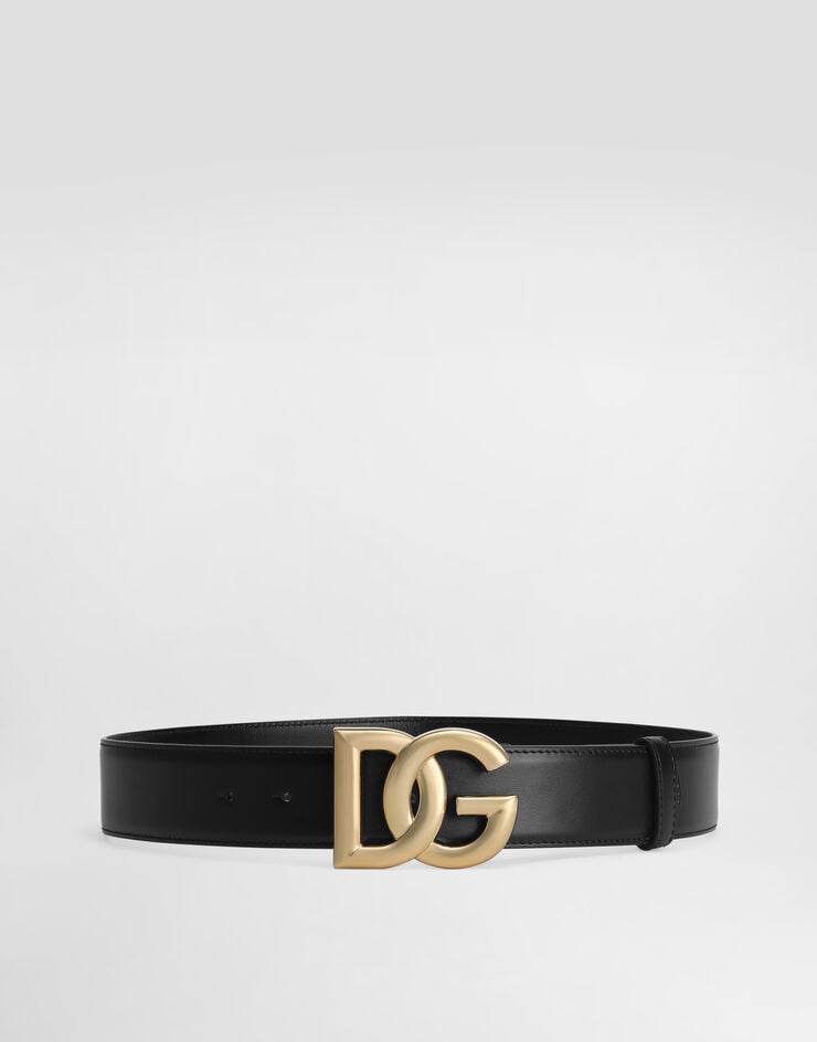 Dolce & Gabbana Calfskin belt with DG logo Black BE1446AW576