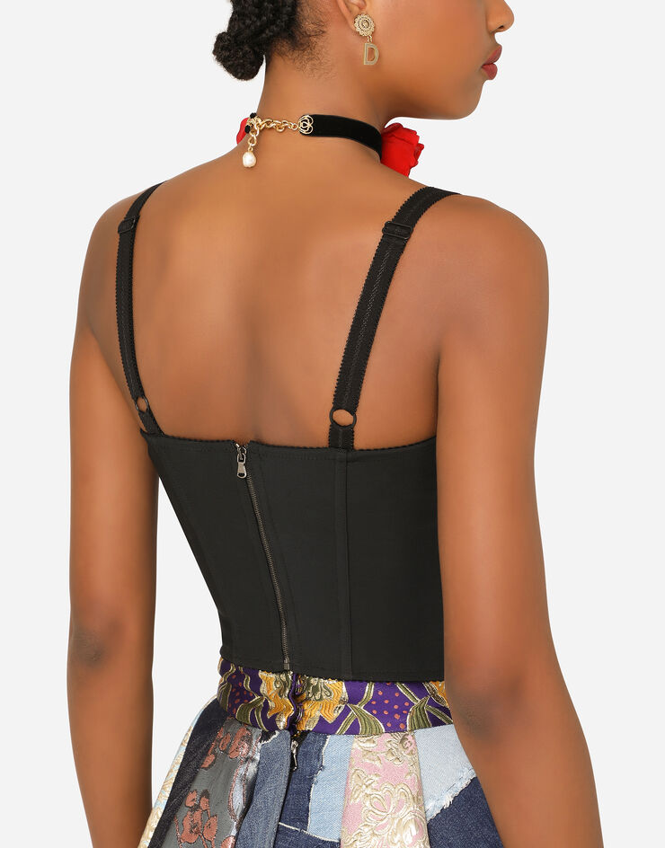Dolce & Gabbana Patchwork brocade and jacquard bustier top Multicolor F75E4TGDX62