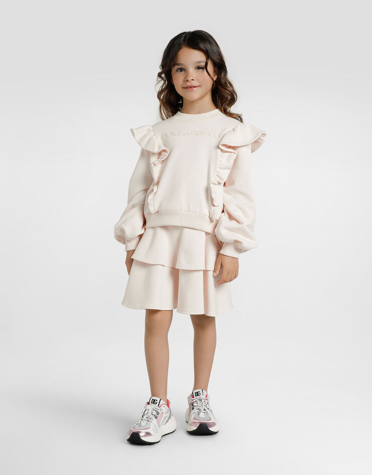 Dolce & Gabbana Gonna in felpa con logo DG laserato Rosa L5JIB1G7PIE