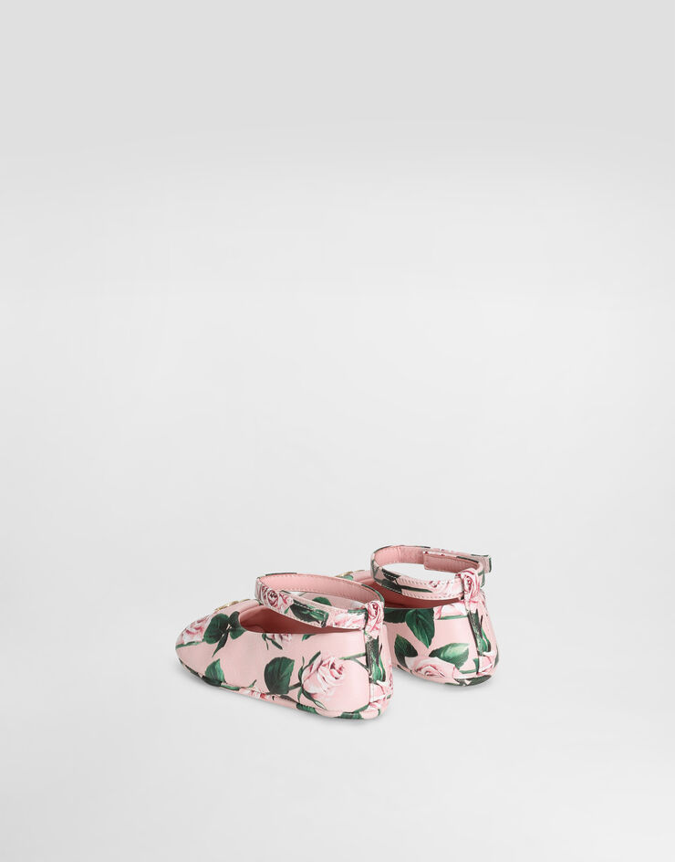Dolce & Gabbana Rose-print lambskin ballet flats with DG logo Print DK0065AD471