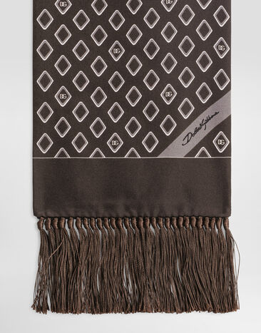 Dolce & Gabbana Silk twill scarf with micro-design and logo Multicolor GQ209EG0WUH