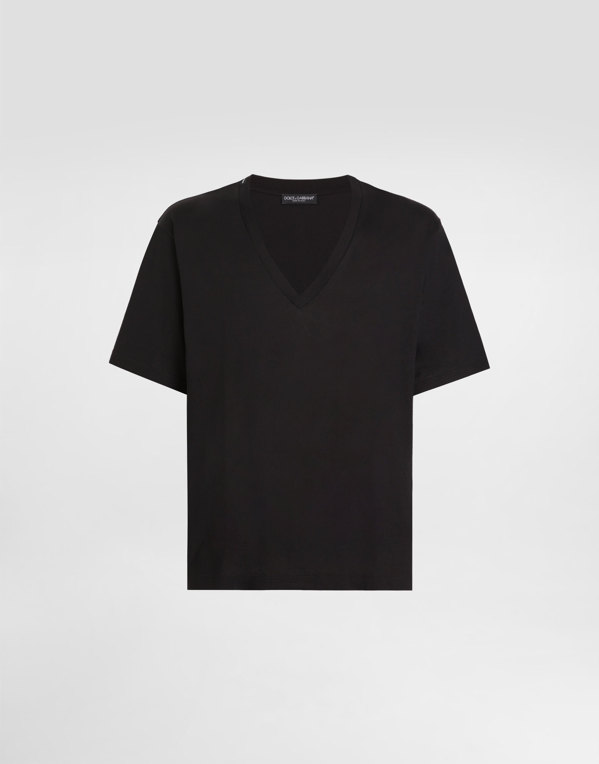 ブラックのメンズ コットン Vネック Tシャツ | Dolce&Gabbana®