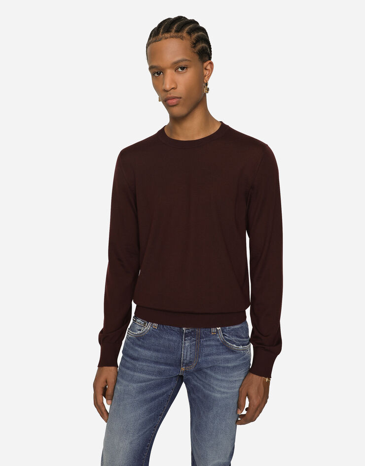 Dolce & Gabbana Pull ras de cou en cachemire extrafin Bordeaux GX412TJAWLA