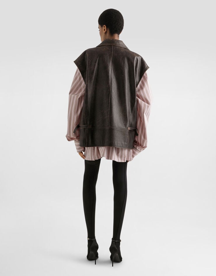 Dolce & Gabbana Bull leather vest Brown F9U51LHUL1H