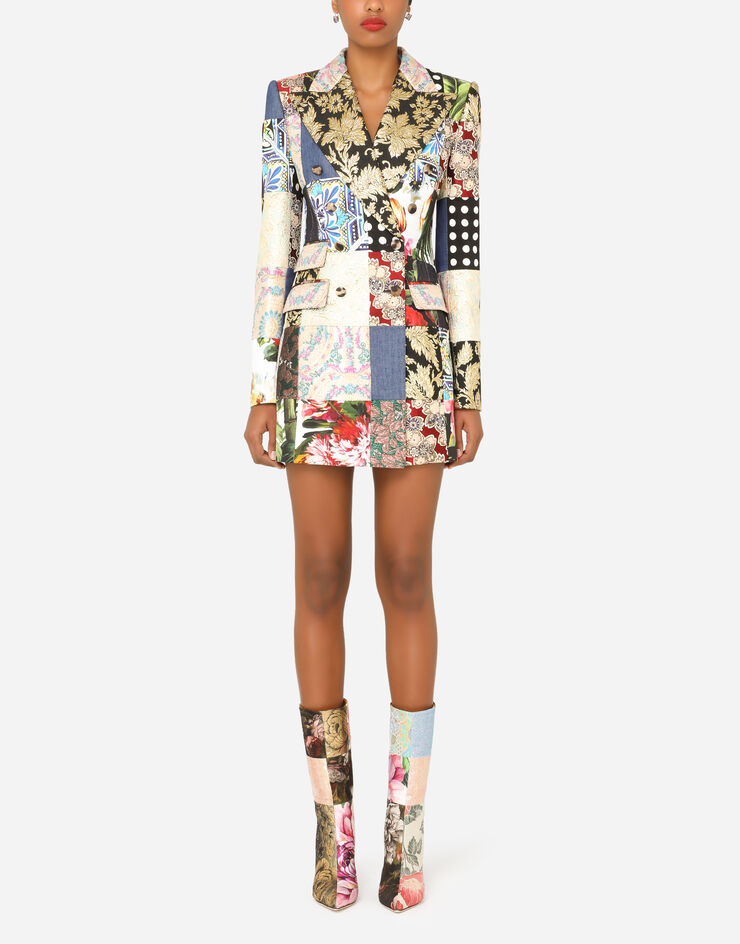 Dolce & Gabbana Double-breasted patchwork jacquard blazer AZUL F29JFTGDX77