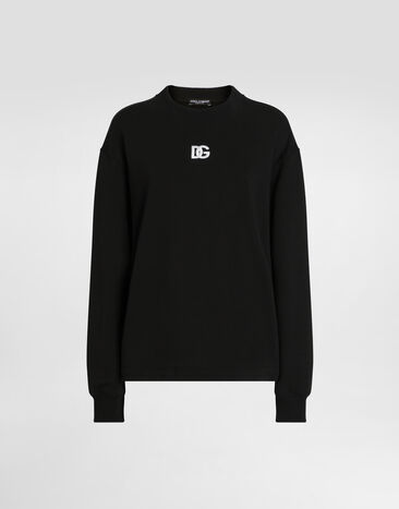 Dolce & Gabbana Jersey sweatshirt with DG embroidery Black F9S50ZGDCYC
