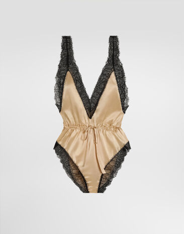 Dolce & Gabbana Satin and lace bodysuit Beige O9A46TON0F7
