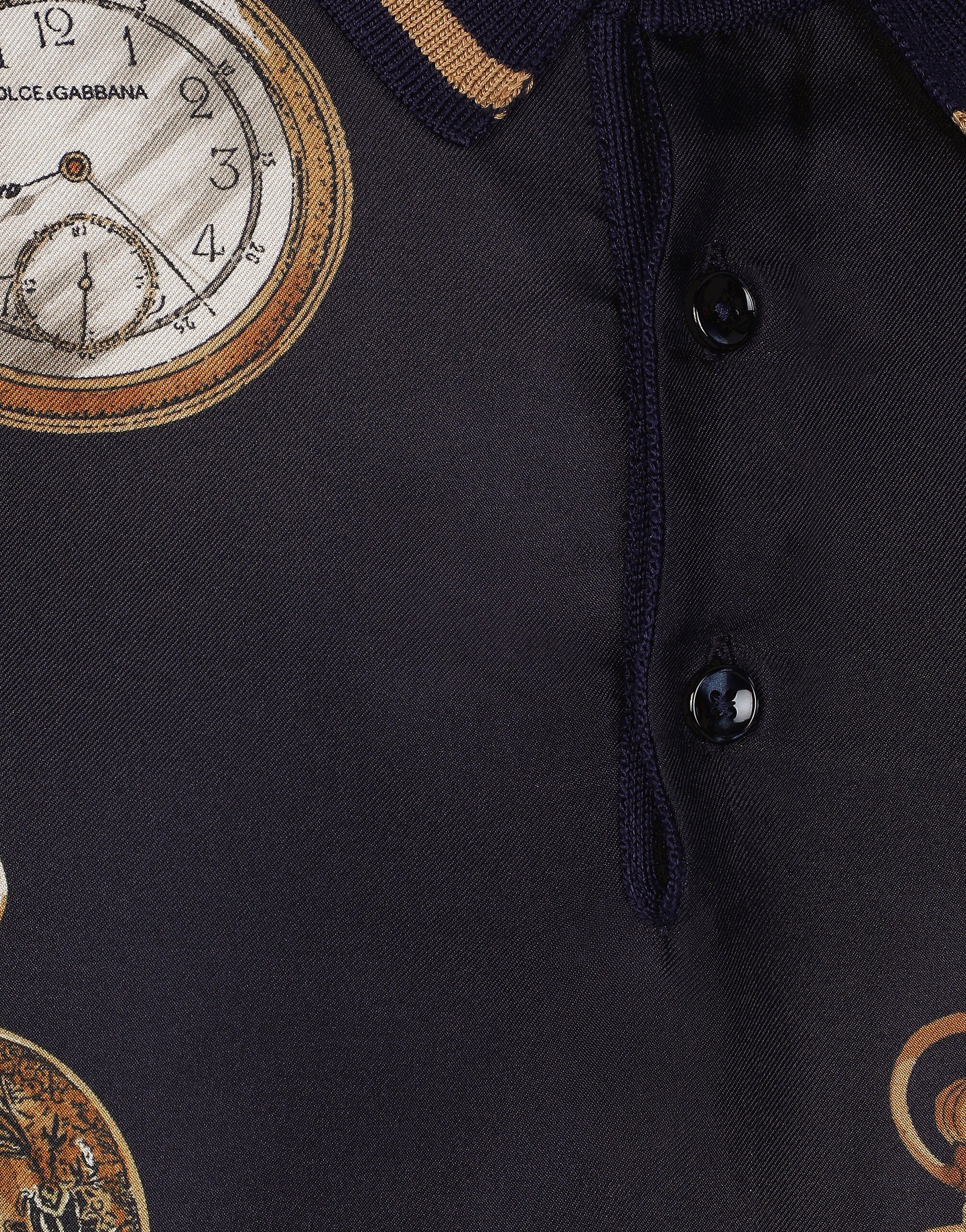 Watch-print silk polo-shirt in Print for Men | Dolce&Gabbana® US