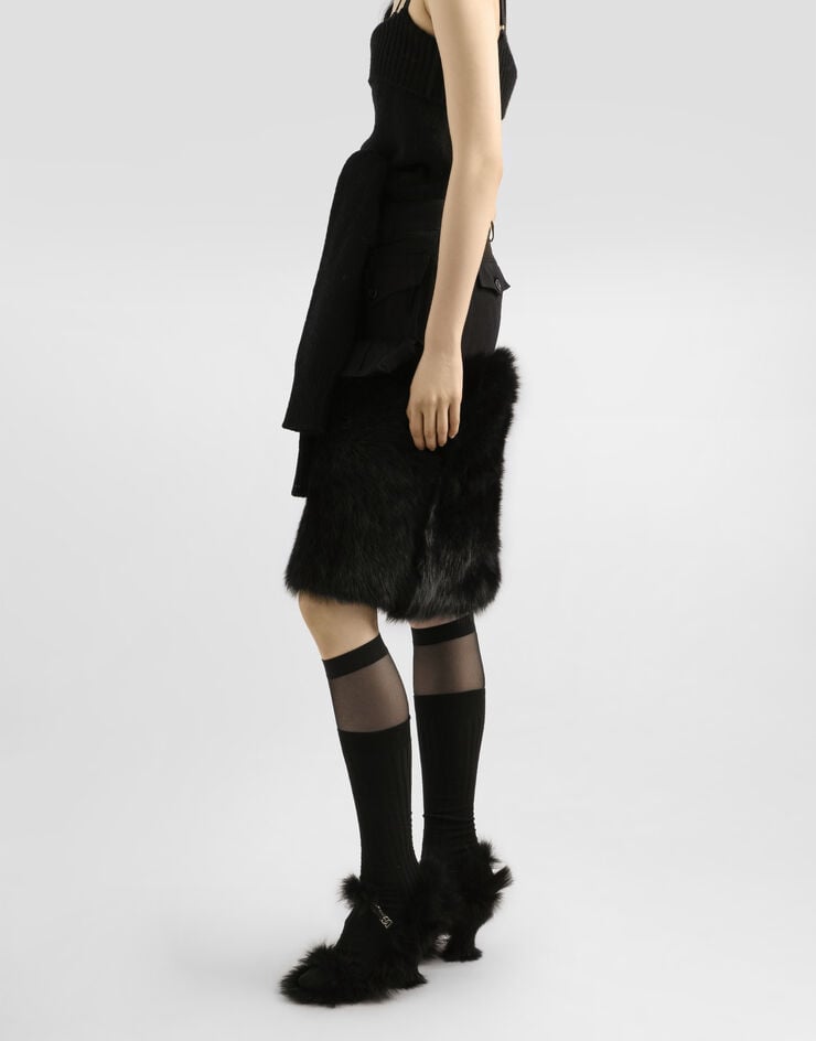 Dolce & Gabbana تنورة ميدي بفرو Black F4DAWFGDDIH