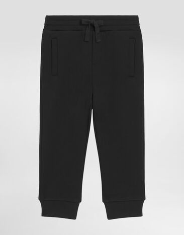 Dolce & Gabbana Jersey jogging pants with logo plate Black L4JPT0G7OLJ