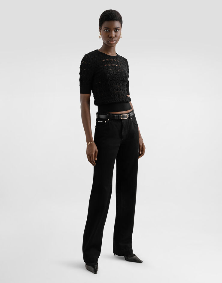 Dolce & Gabbana Maglia di lana punto pizzo Nero FXX03TJCVXE