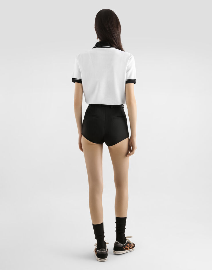 Dolce & Gabbana Polo en piqué avec broderie Blanc F8V33ZGDDMH