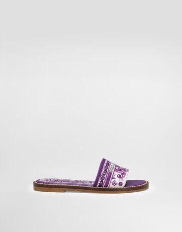Dolce & Gabbana Majolica-print canvas flat slipper Multicolor D11330AF538