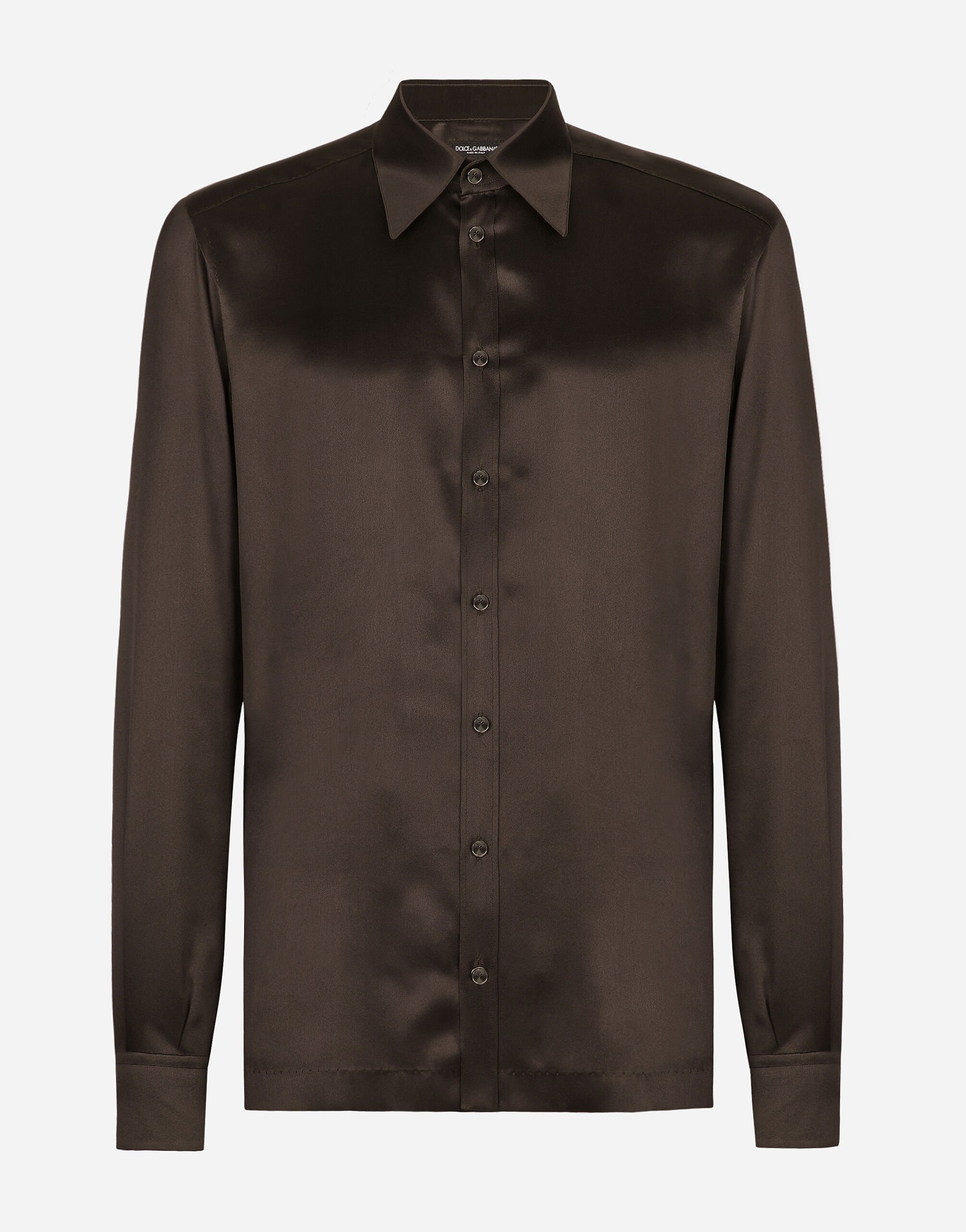 Dolce & Gabbana Silk satin Martini-fit shirt Black A80397AO602