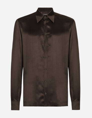 Dolce & Gabbana Camisa Martini en raso de seda Negro A80397AO602