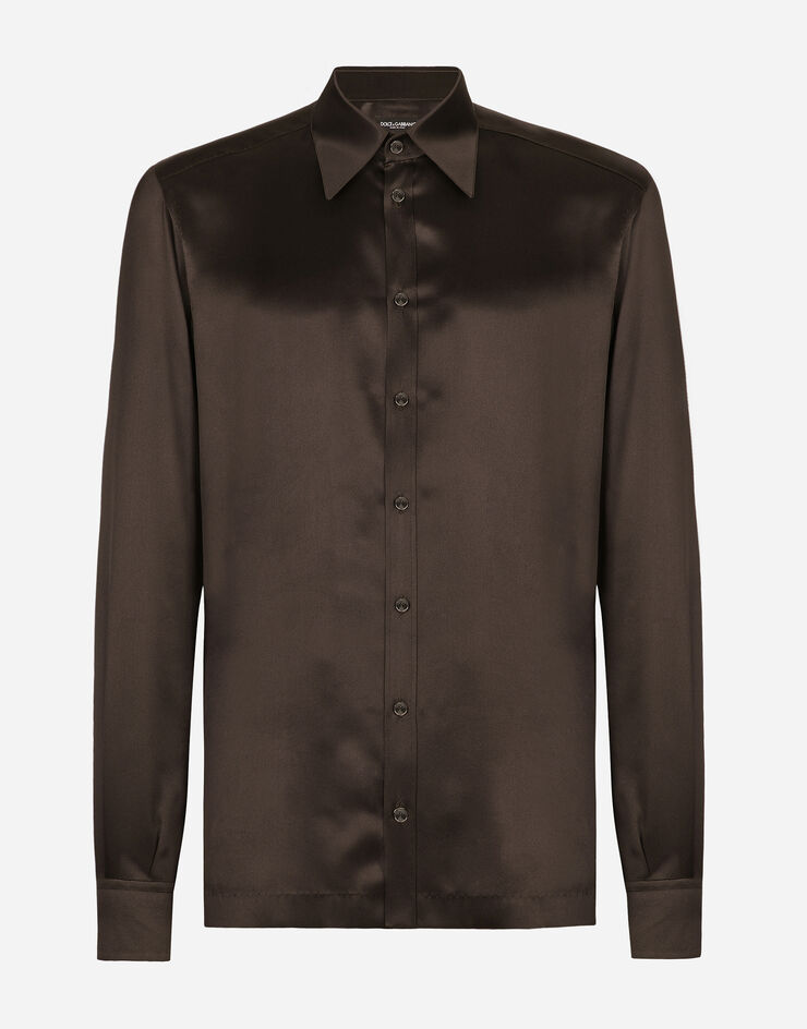 Dolce&Gabbana Silk satin Martini-fit shirt Multicolor G5IX8TGG679