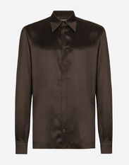 Dolce&Gabbana Silk satin Martini-fit shirt Black G5IF1TIS1RF