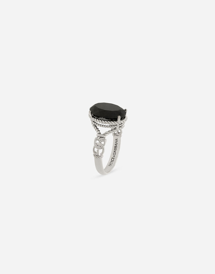 Dolce & Gabbana Bague Anna en or blanc 18 ct avec spinelle noir Blanc WRQA1GWSPBL