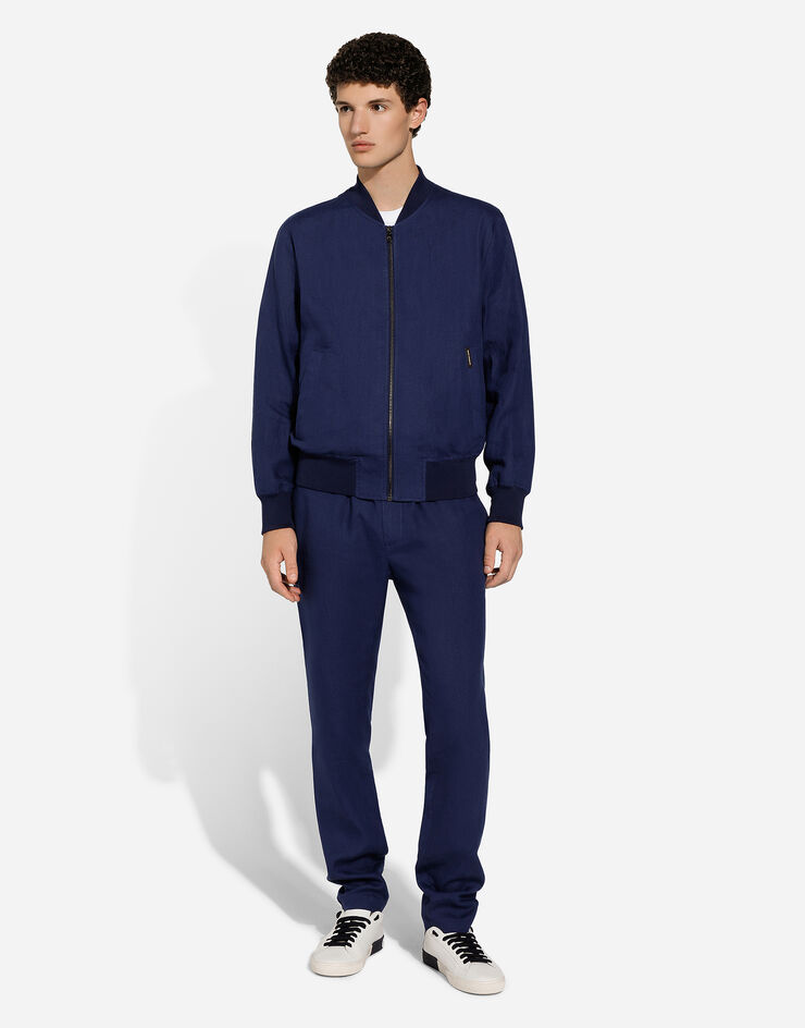 Dolce & Gabbana Unlined linen bomber jacket Blue G9BFNTFU4K6