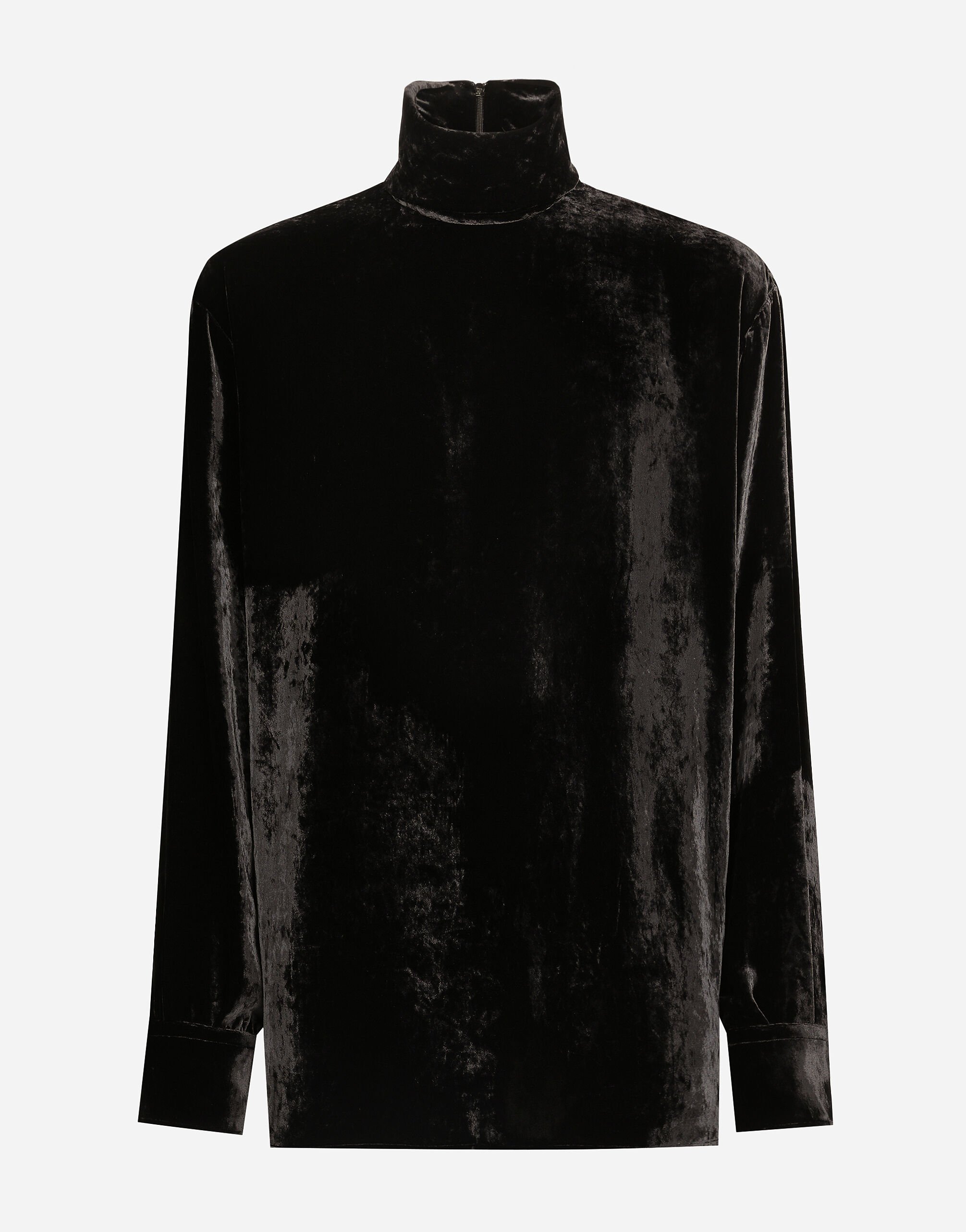 Loose velvet turtleneck with shirt cuffs in Black for Men Dolce Gabbana