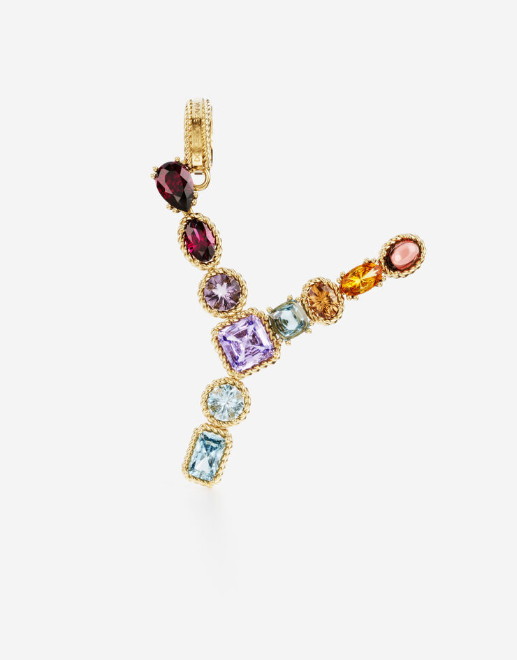 Dolce & Gabbana Charm Y Rainbow alphabet aus 18-karätigem Gelbgold mit mehrfarbigen Edelsteinen GOLD WANR1GWMIXY