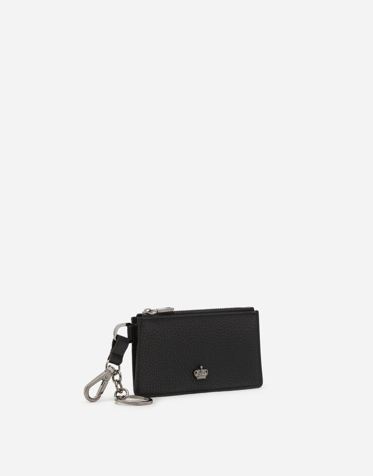 Dolce & Gabbana CALFSKIN COIN PURSE WITH SNAP HOOK BLACK BP2579AJ773