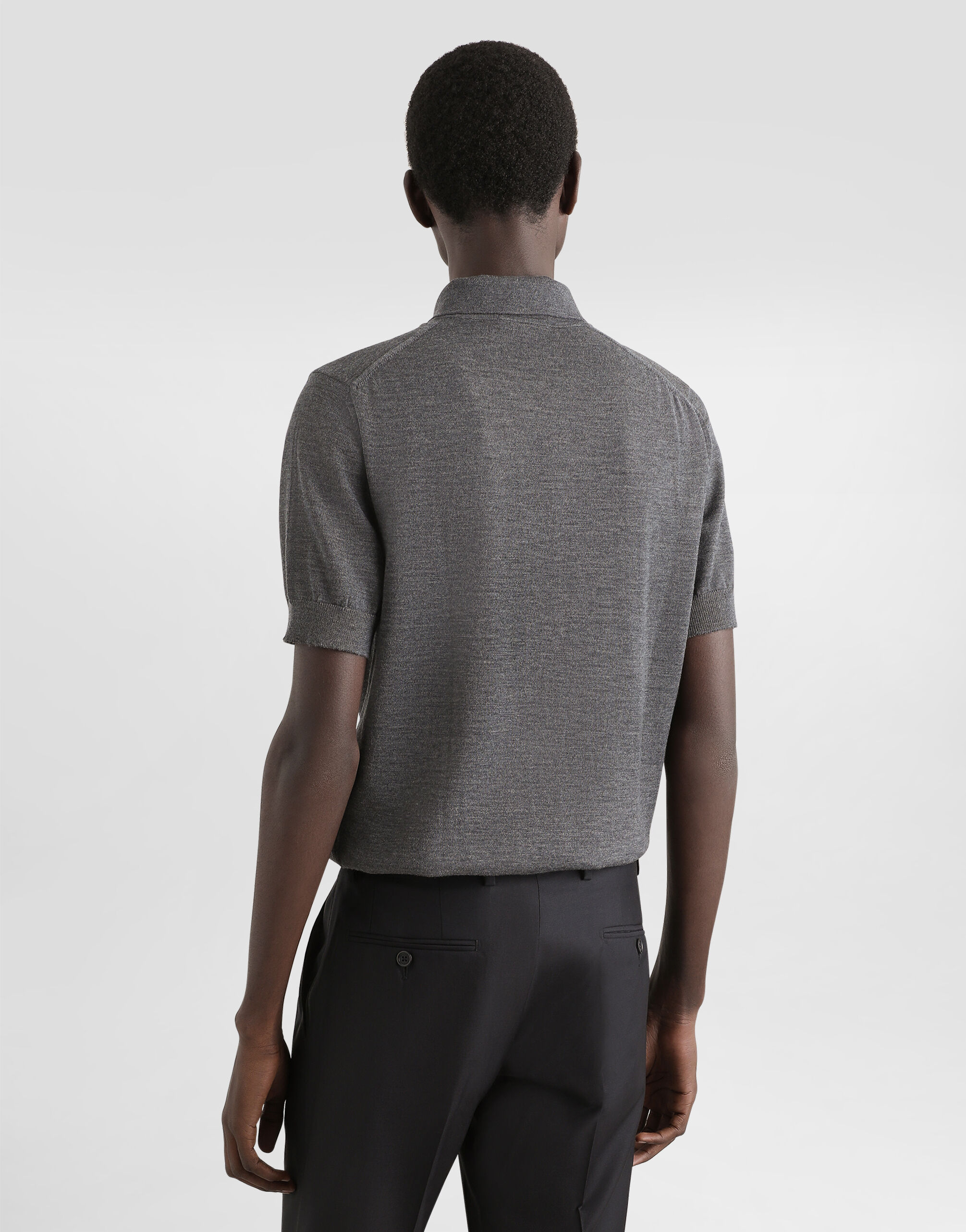 Wool polo-shirt with branded tag - thumbnail 5