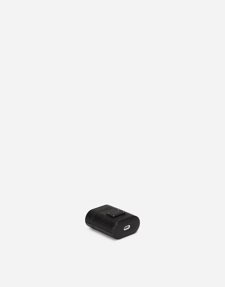 Dolce & Gabbana Dauphine calfskin airpods pro case with branded plate Black BP2816AW394