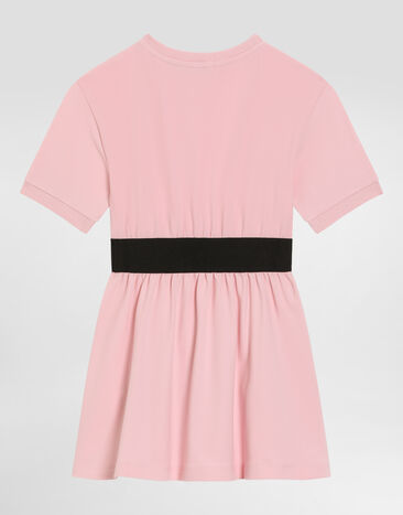 Dolce & Gabbana Jersey minidress with logo tag Pink L5JD8OG7M4U