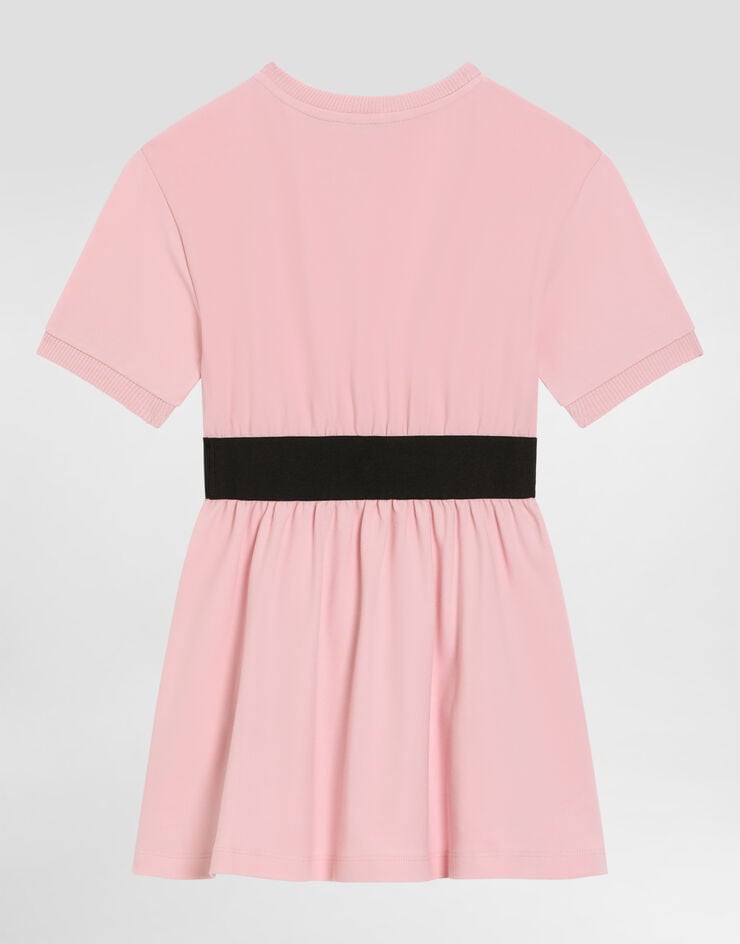 Dolce & Gabbana Jersey minidress with logo tag Pink L5JD8OG7M4U