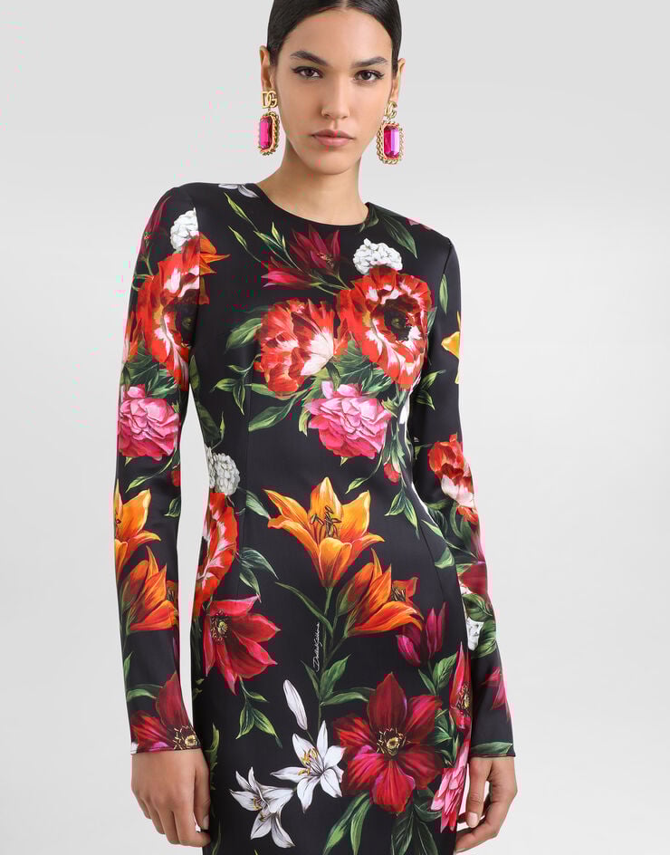 Dolce & Gabbana Robe en satin à imprimé fleurs Imprimé F6GAVTFSIB2