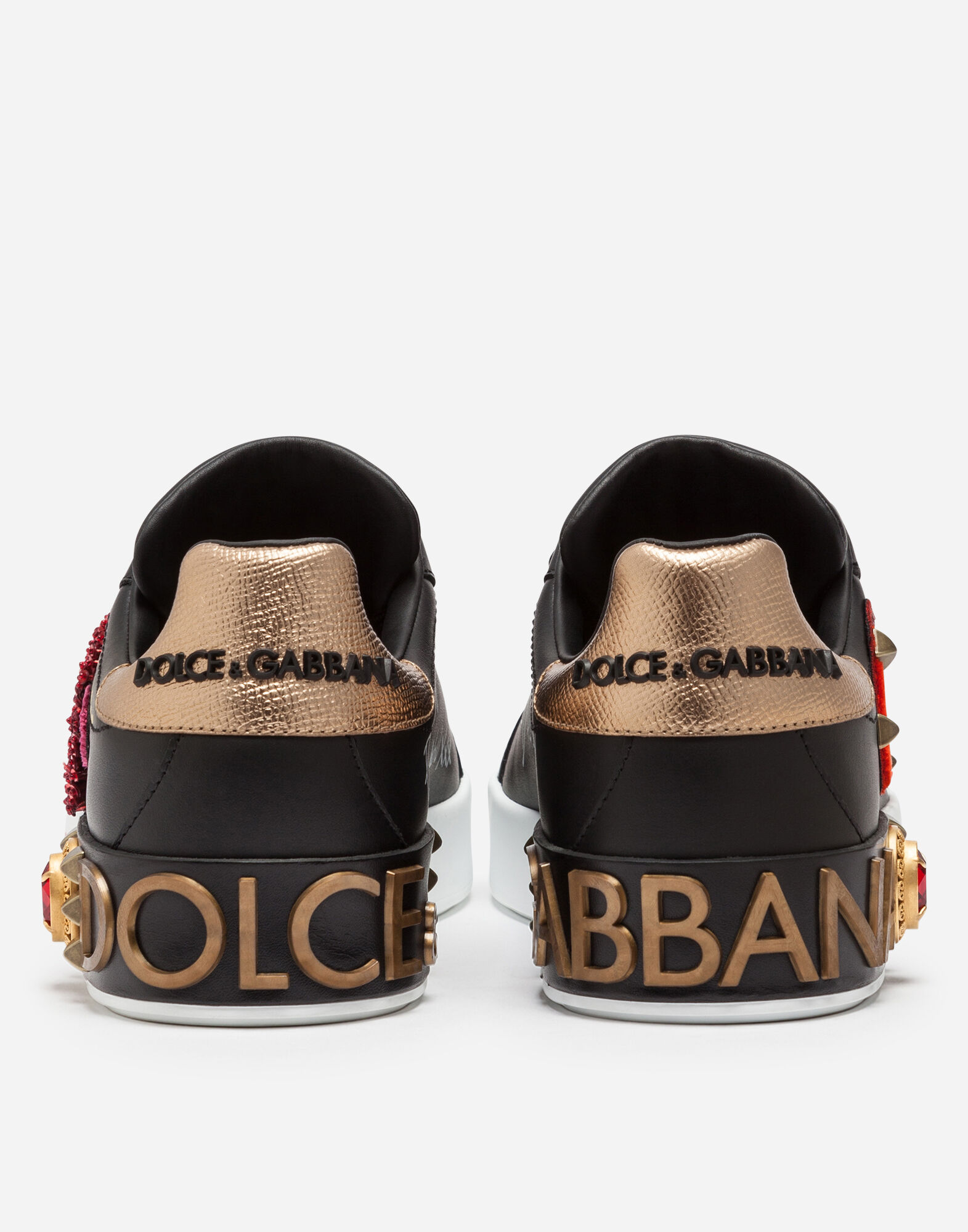 【DOLCE&GABBANA】PORTOFINO スニーカー プリント 刺繍パッチ Portofino sneakers in printed nappa calfskin with patch in