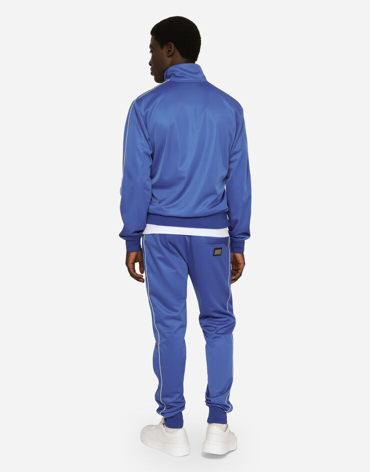 Dolce&Gabbana Zip-up triacetate sweatshirt with tag and bands Blue G9AOYTHU7B0