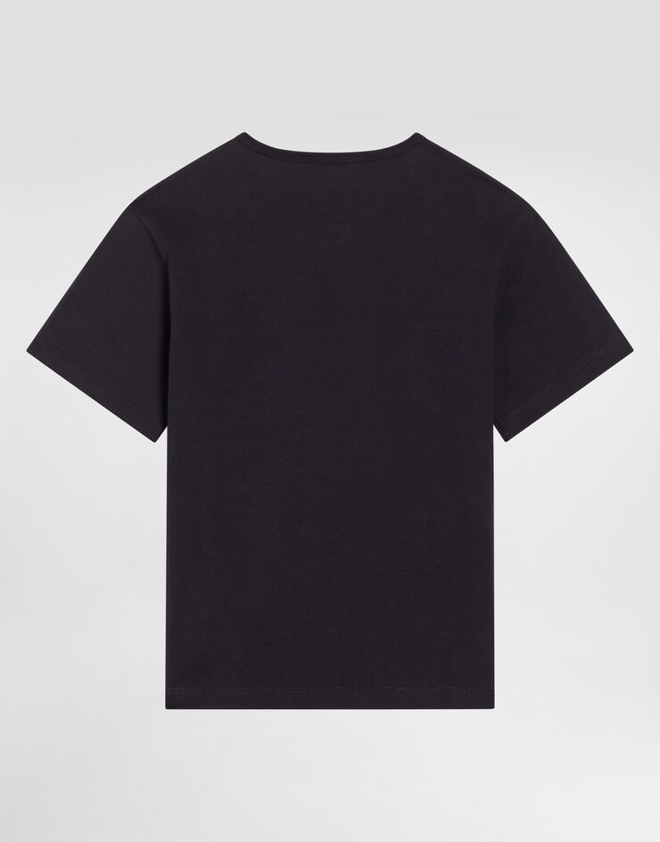 Dolce & Gabbana Jersey-T-Shirt mit Logoplakette Blau L4JT7TG7I2O
