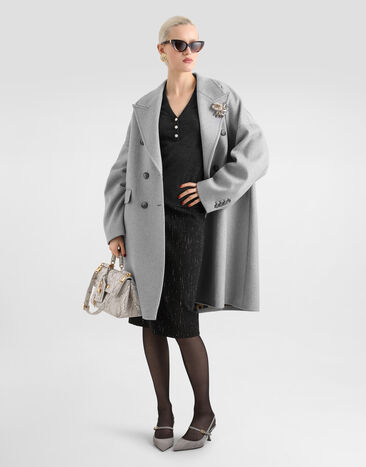 Dolce & Gabbana Double-breasted cashmere coat Grey F0W9UTHU2BX