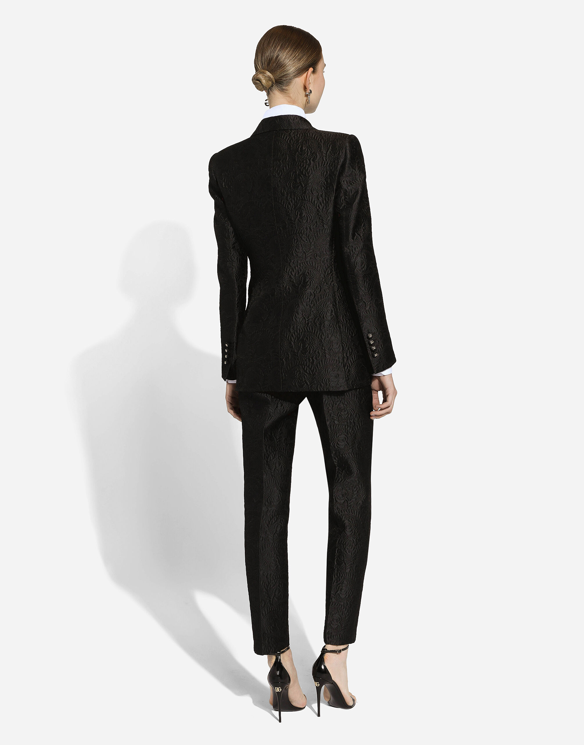 Single-breasted floral brocade Turlington jacket in Black for