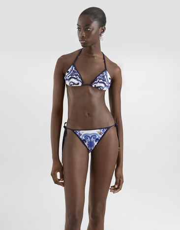 Dolce & Gabbana Bikini triangle à imprimé majoliques Imprimé I8AONWONO19
