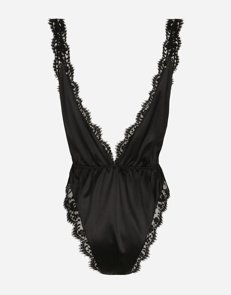 Dolce & Gabbana 蕾丝与真丝高叉连体衣 黑 O9C61TONQ41
