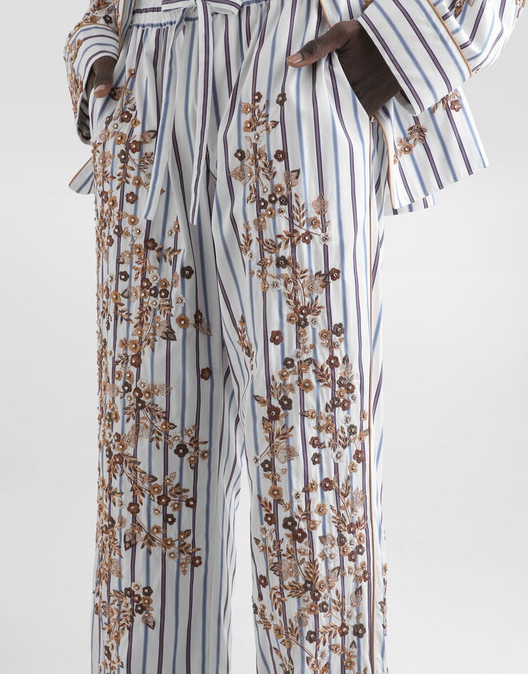 Dolce & Gabbana Cotton-silk vanity trousers with embroidery Dolce & Gabbana Cotton-silk vanity trousers with embroidery Multicolor GVRMAZGK203